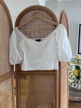 GAP White Puff Sleeve Corset Crop Top